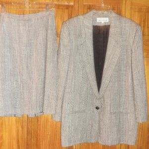 CLIFFORD & WILLS black/white small checkered skirt suit sz 14 woman